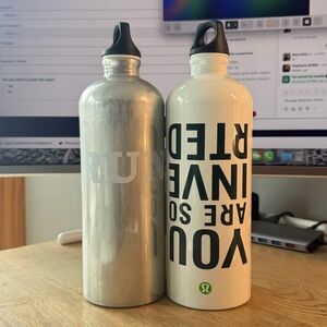 lululemon athletica Silver and White Water Bottles